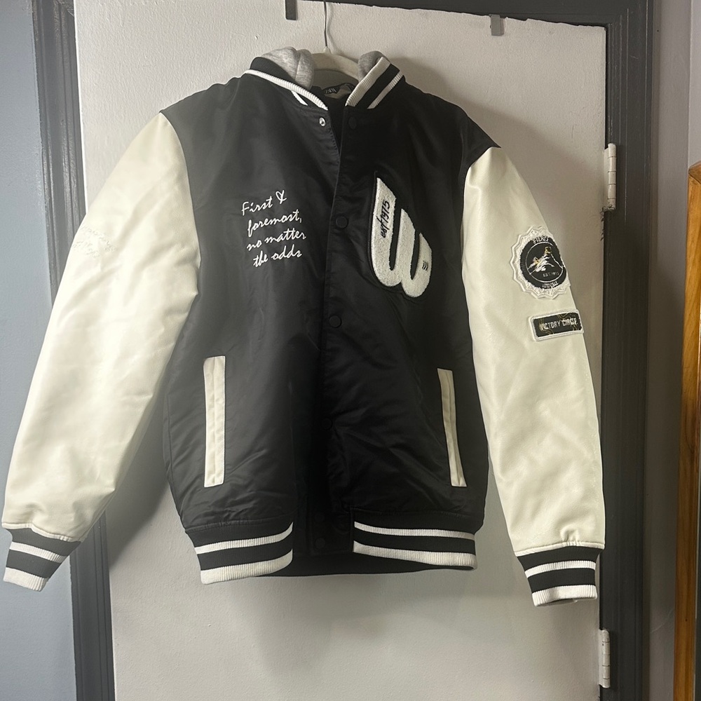 Zara Black and White Varsity Jacket